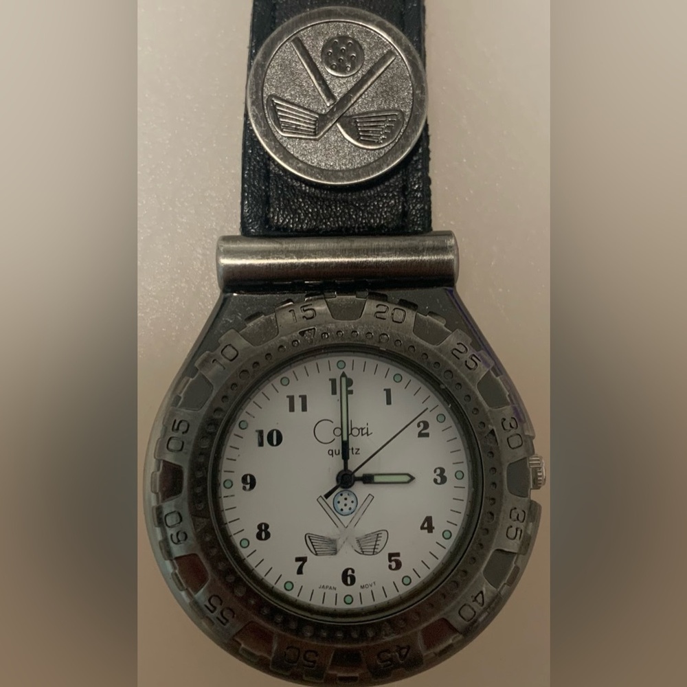 Vintage 1960 Golf themed White Dial Quartz Sport Watch - Silver Case